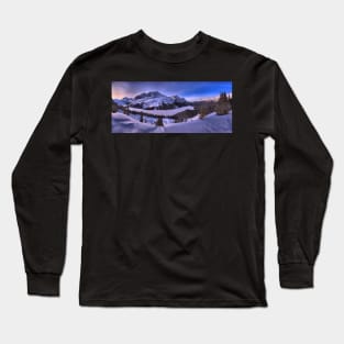 Peyto Lake Purple Sunset Panorama Long Sleeve T-Shirt